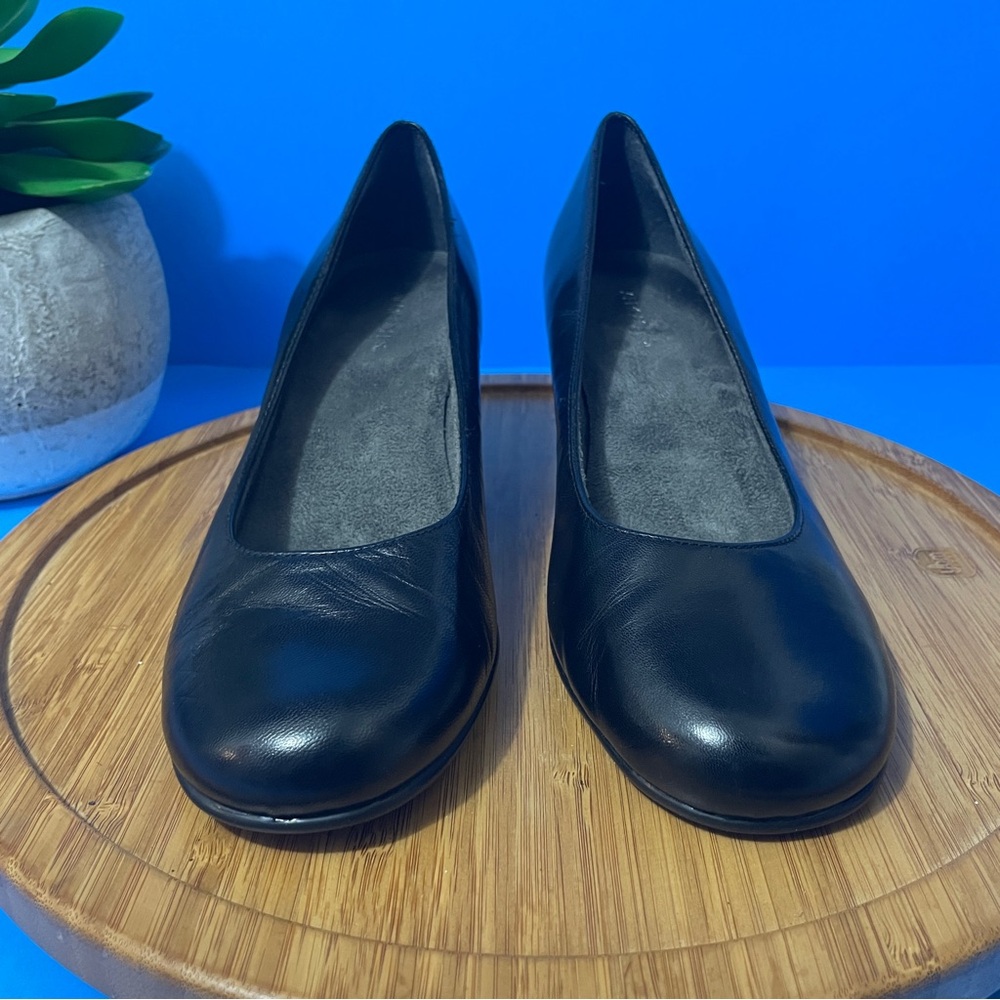 Aerosoles Wise Guy Leather Pumps Black Slip-On Kitten Heel Dress Shoes Size 9M - Picture 4 of 8